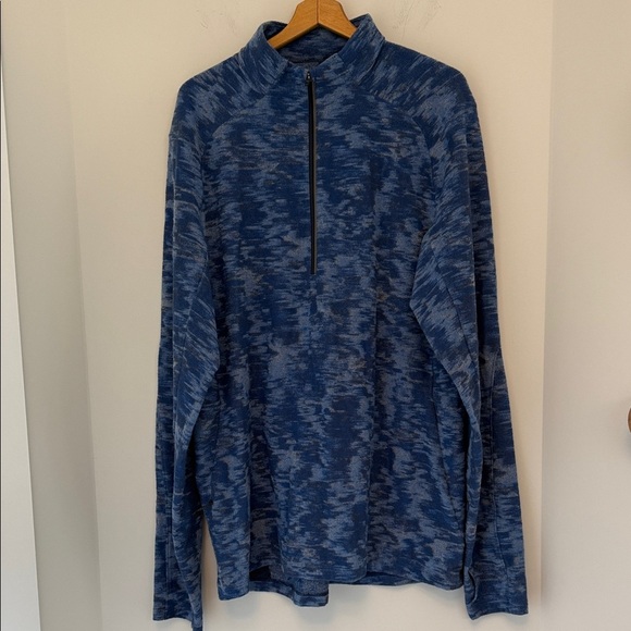 Lululemon Surge Warm 1/2 Zip Data Rush Mini Jacquard Chambray Mineral Blue - Picture 2 of 9